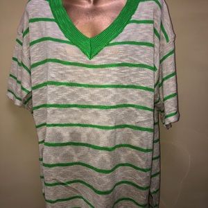 Hyped unicorn size s/m lime green tan short sleeve sweater